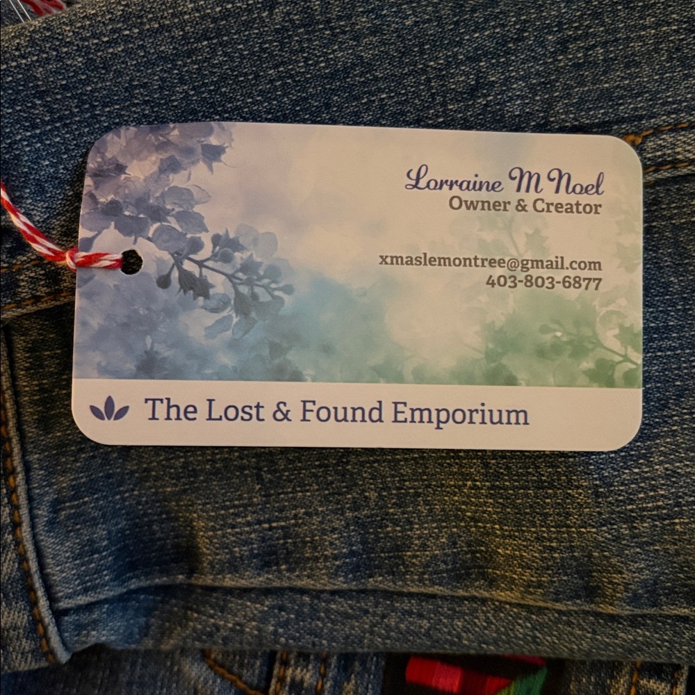 Upcycled Levi's Embellished Blue Denim Jacket with Lace and Gold Leaf Accents XS - Picture 12 of 12